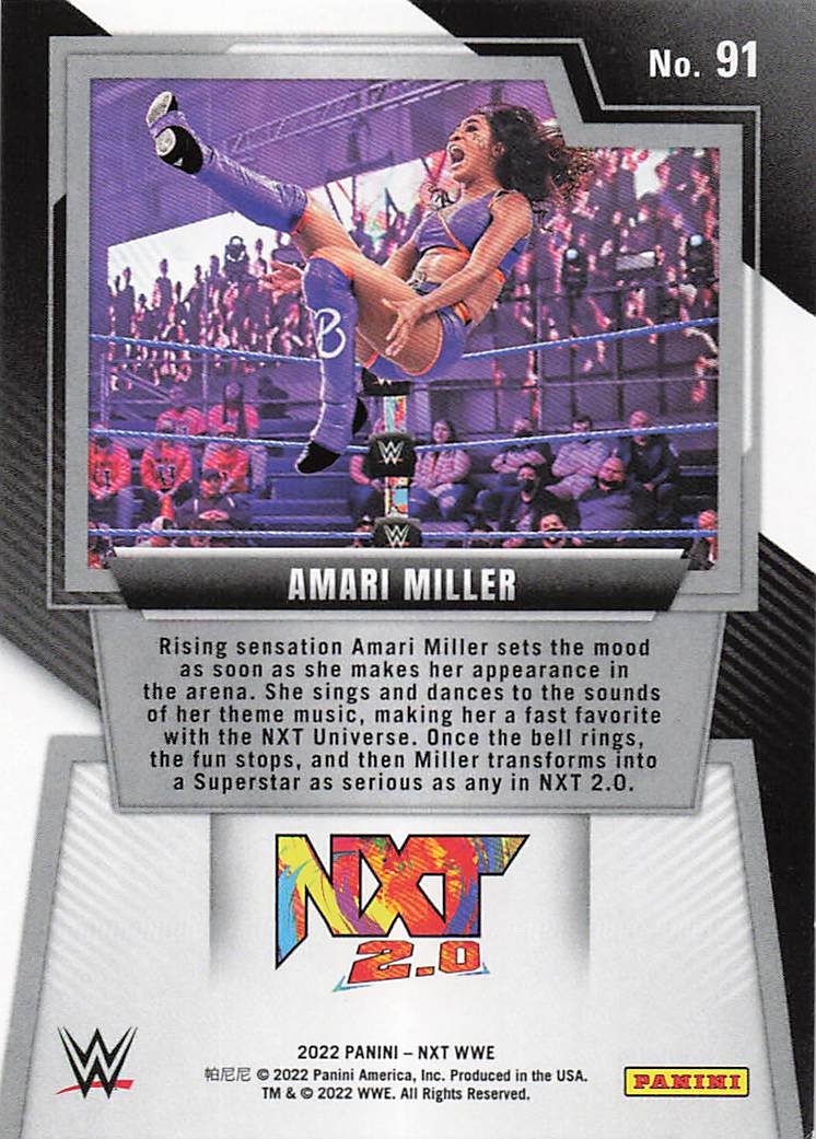 2022 Panini NXT 2.0 WWE Wrestling Amari Miller #91 Rookie