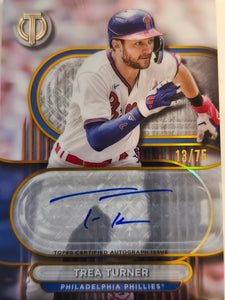 2024 Topps Tribute Baseball Tribute Autographs Gold 13/75 Trea Turner #TA-TT