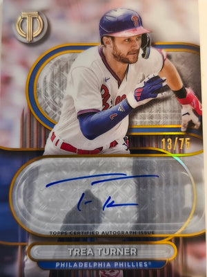 2024 Topps Tribute Baseball Tribute Autographs Gold 13/75 Trea Turner #TA-TT