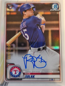 2020 Bowman Chrome Baseball Refractor 497/499 Nick Solak #98 Rookie