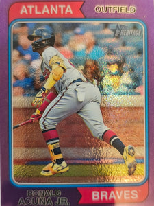2023 Topps Heritage Baseball Chrome Purple Refractor Ronald Acuña Jr. #183