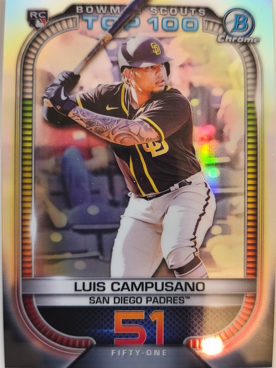 2021 Bowman Baseball Chrome Bowman Scouts Top 100 Luis Campusano #BTP-51
