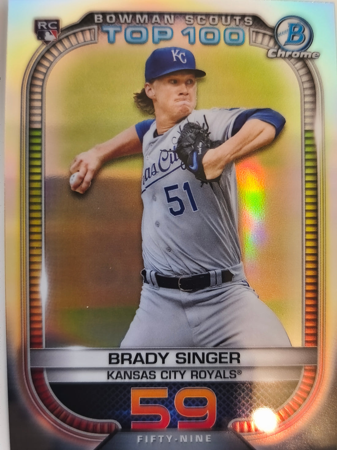 2021 Bowman Baseball Chrome Bowman Scouts Top 100 Brady Singer #BTP-59