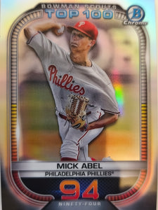 2021 Bowman Baseball Chrome Bowman Scouts Top 100 Mick Abel #BTP-94