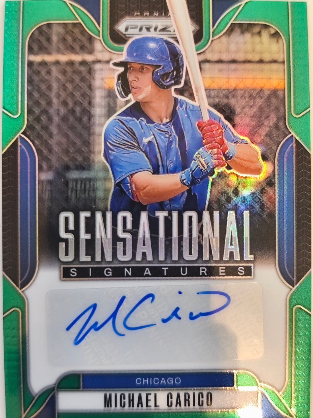 2025 Panini Prizm Sensational Signatures Green Prizms Michael Carico #SS-MC