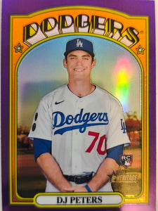 2021 Topps Heritage Baseball Chrome Purple Refractor DJ Peters #532 Rookie