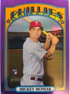 2021 Topps Heritage Baseball Chrome Purple Refractor Mickey Moniak #653 Rookie