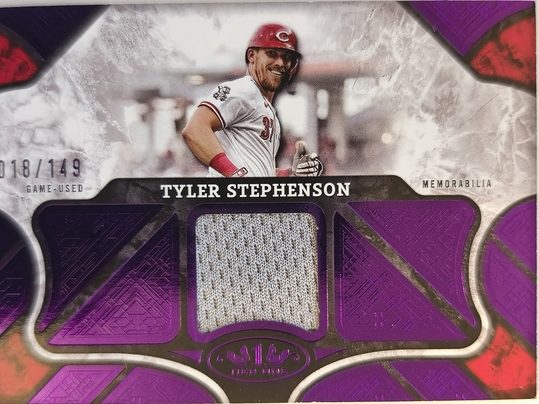 2025 Topps Tier One Relics Purple Foil 018/149 Tyler Stephenson #T1R-TST