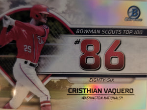 2023 Bowman Baseball Bowman Scouts Top 100 Cristhian Vaquero #BTP-86