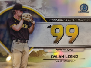 2023 Bowman Baseball Bowman Scouts Top 100 Dylan Lesko #BTP-99