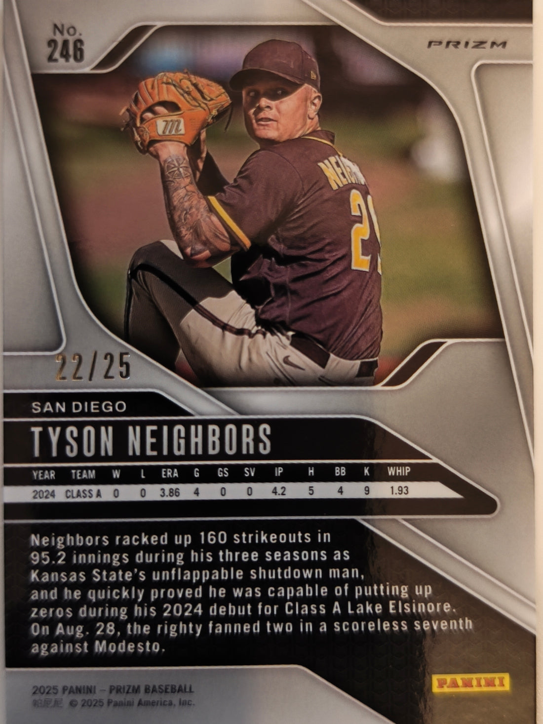 2025 Panini Prizm Baseball Green Pulsar Prizms 22/25 Tyson Neighbors #246