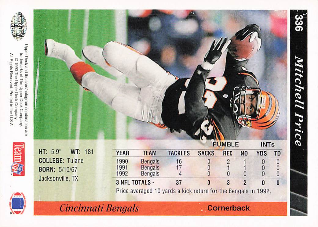 1993 Upper Deck Football Mitchell Price #336