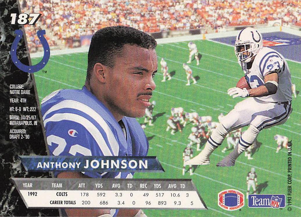 1993 Ultra Football Anthony Johnson #187