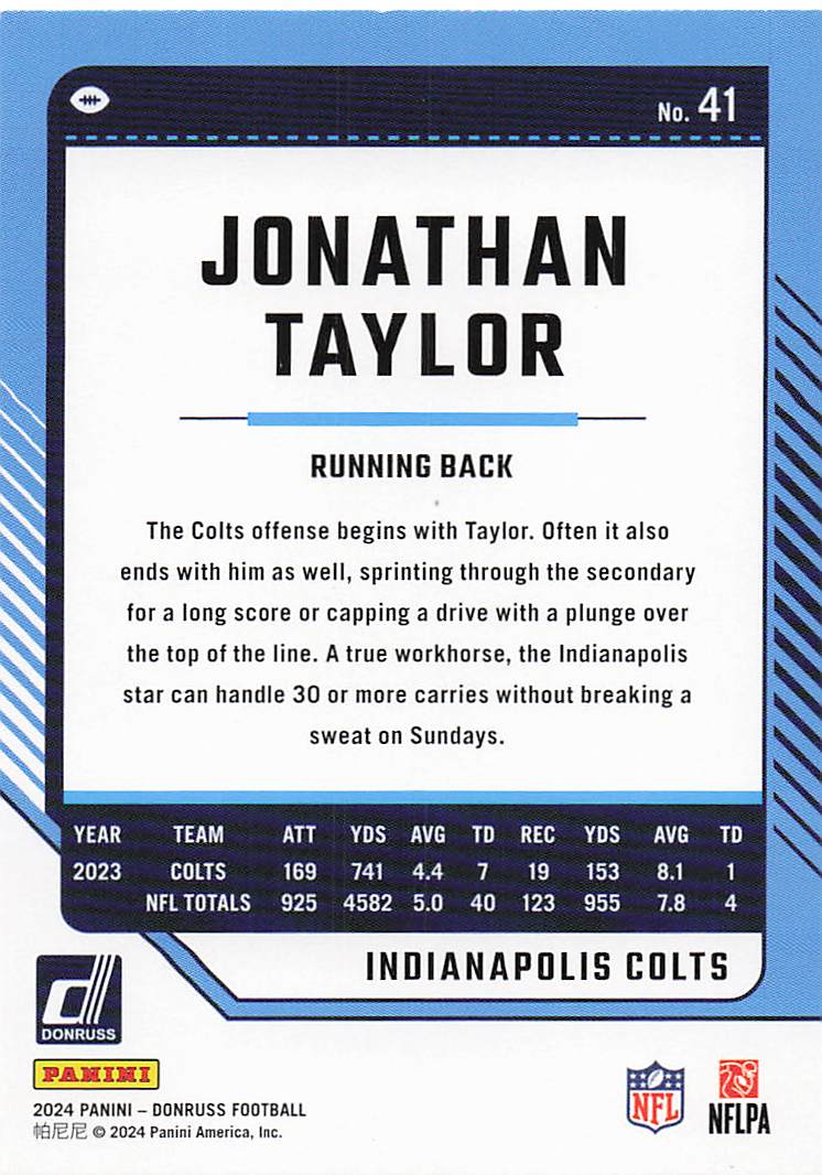 2024 Donruss Football Jonathan Taylor #41