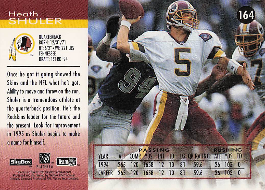 1995 SkyBox Impact Football Heath Shuler #164