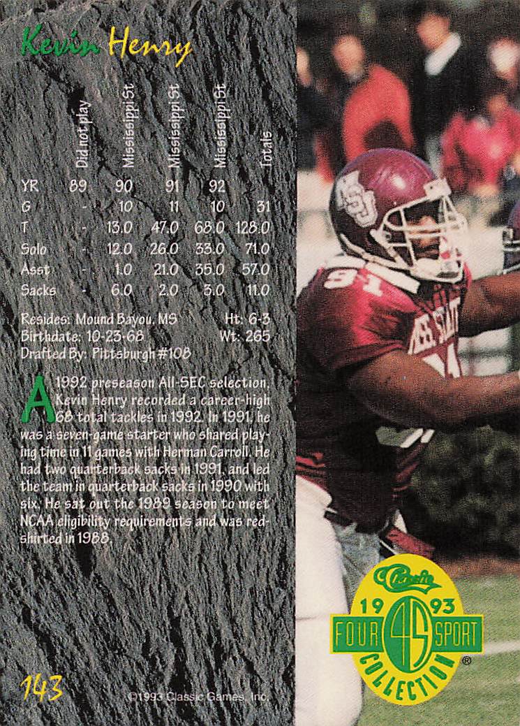 1993 Classic Four Sport Multisport Kevin Henry #143