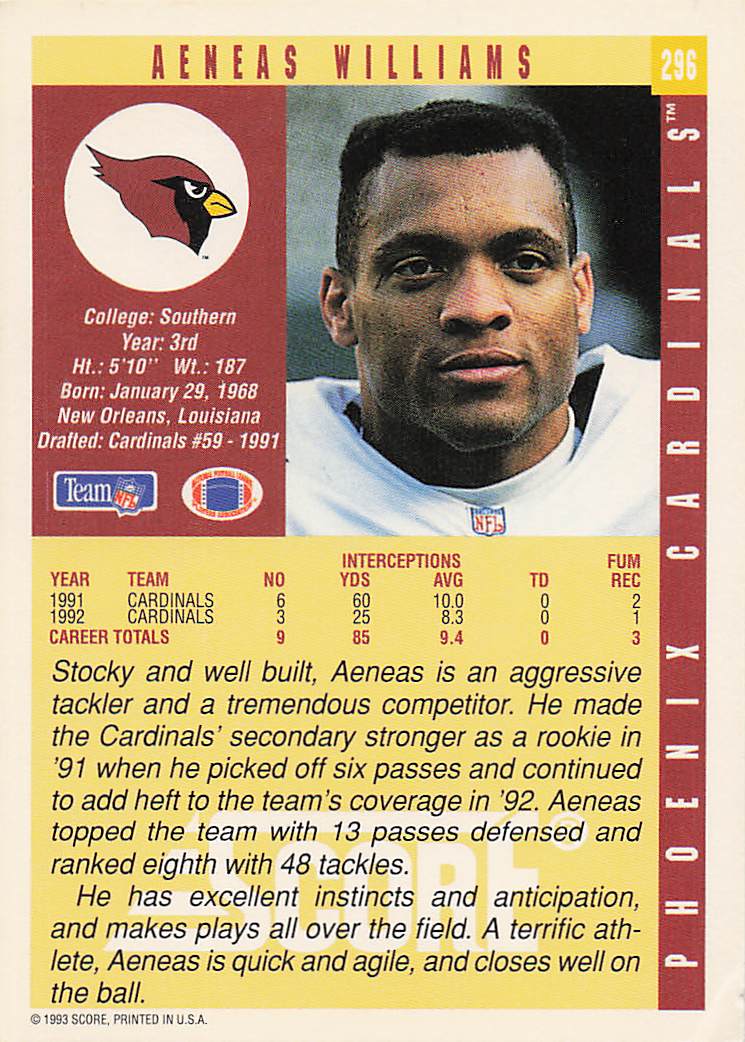 1993 Score Football Aeneas Williams #296