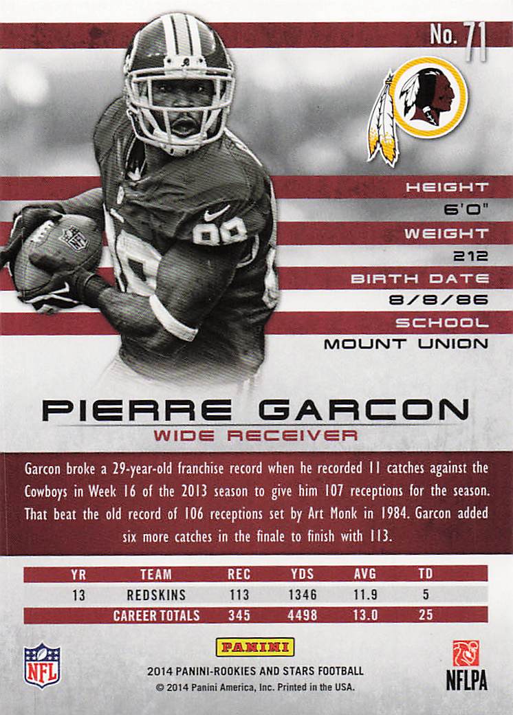 2014 Panini Rookies & Stars Football Pierre Garcon #71