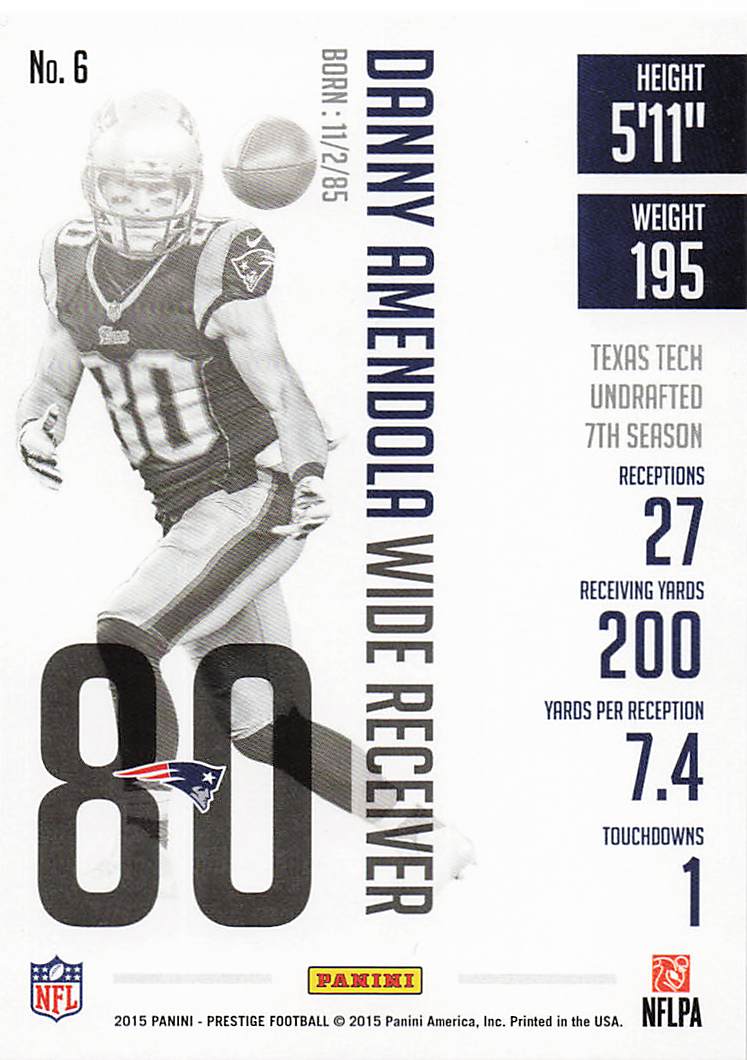 2015 Panini Prestige Football Danny Amendola #6