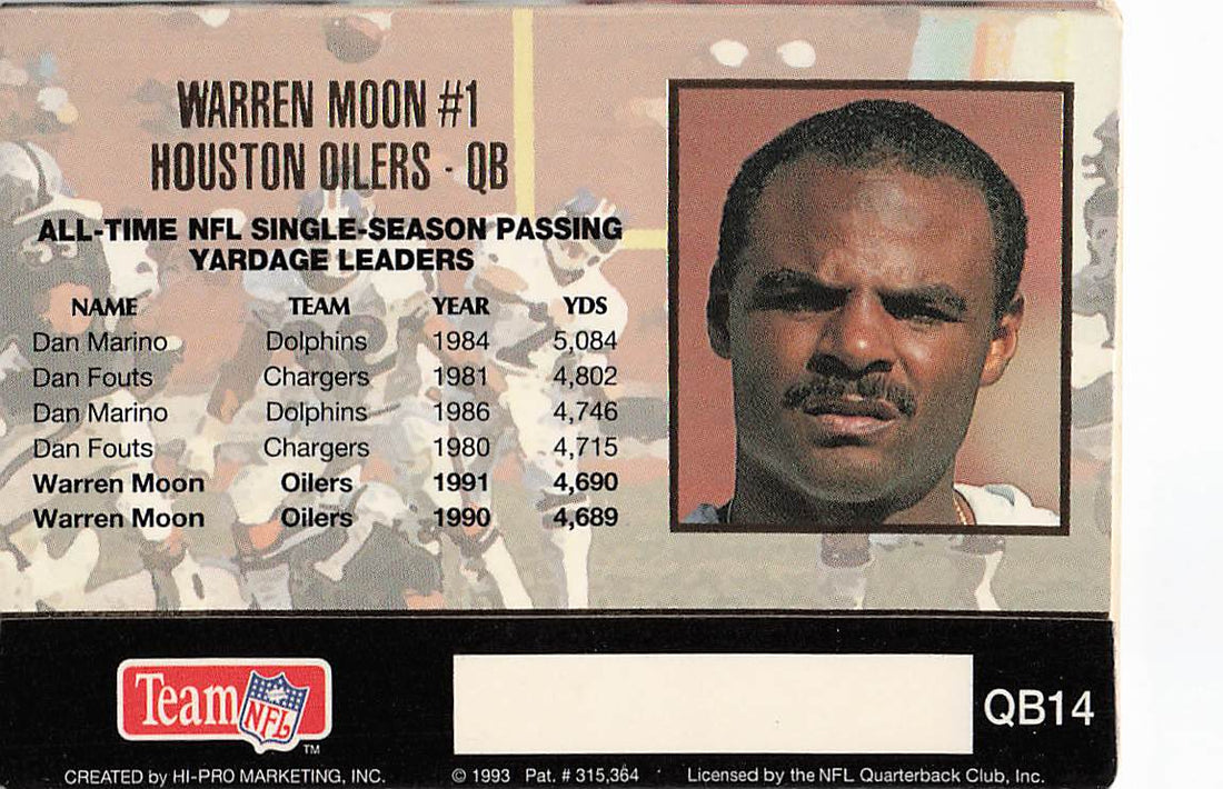 1993 Action Packed Football Quarterback Club Warren Moon #QB14