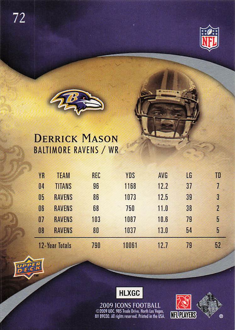 2009 Upper Deck Icons Football Derrick Mason #72