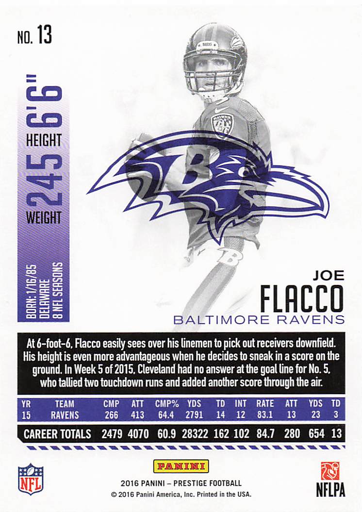 2016 Panini Prestige Football Joe Flacco #13