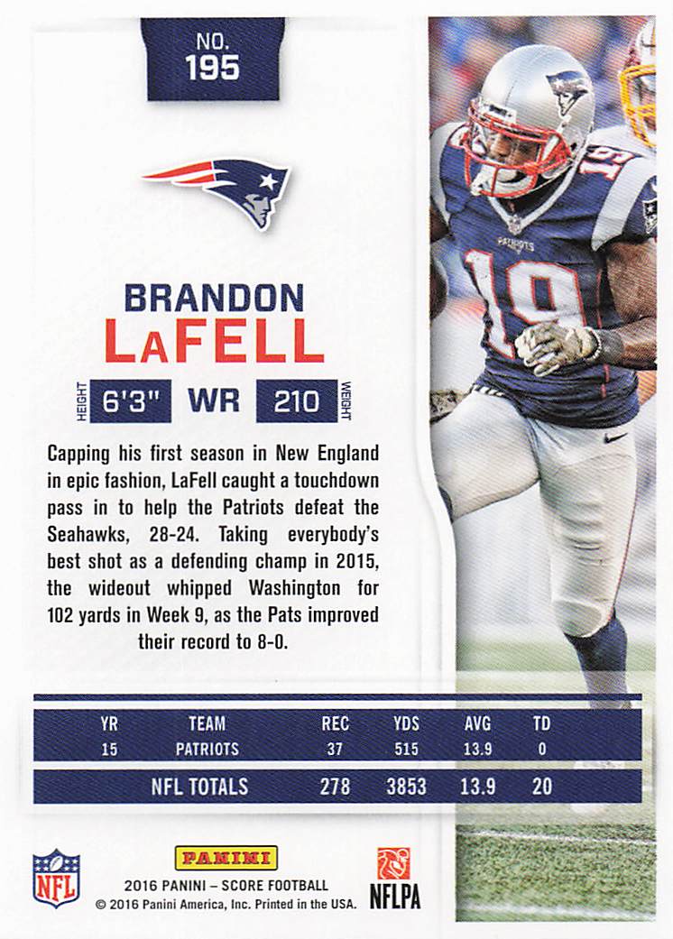 2016 Score Football Brandon LaFell #195