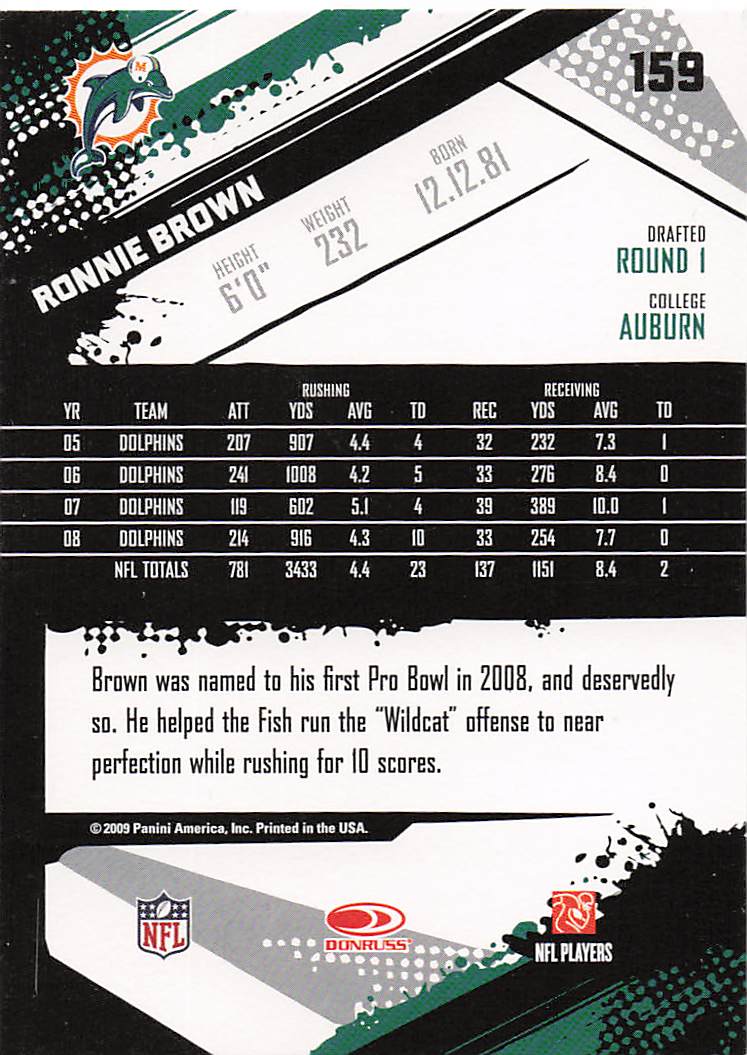2009 Score Inscriptions Football Ronnie Brown #159
