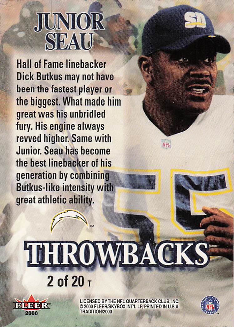 2000 Fleer Tradition Football Throwbacks Junior Seau #2 T