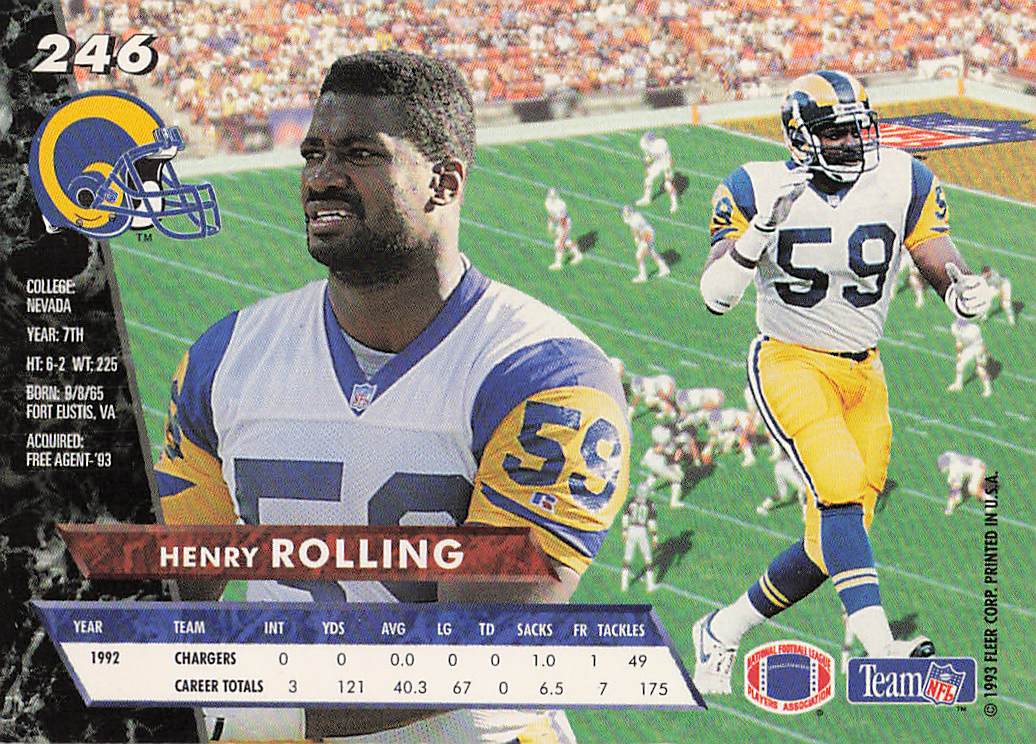 1993 Ultra Football Henry Rolling #246