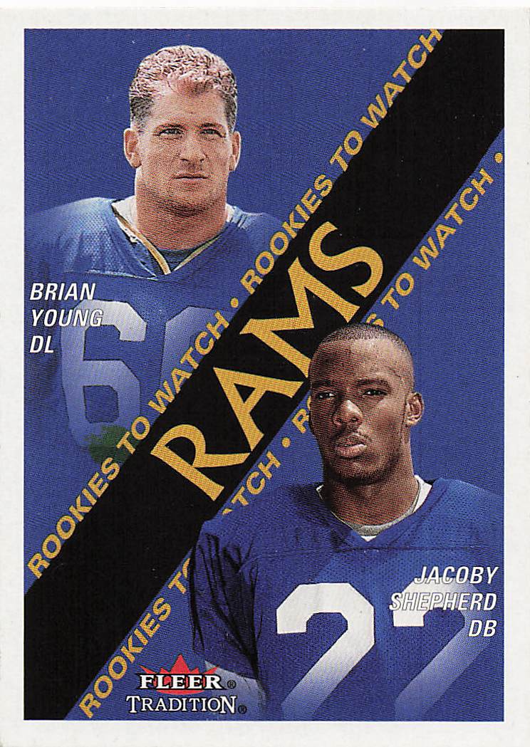 2000 Fleer Tradition Football Brian Young / Jacoby Shepherd #359 Rookie