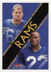 2000 Fleer Tradition Football Brian Young / Jacoby Shepherd #359 Rookie