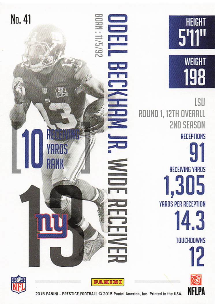 2015 Panini Prestige Football Odell Beckham Jr. #41