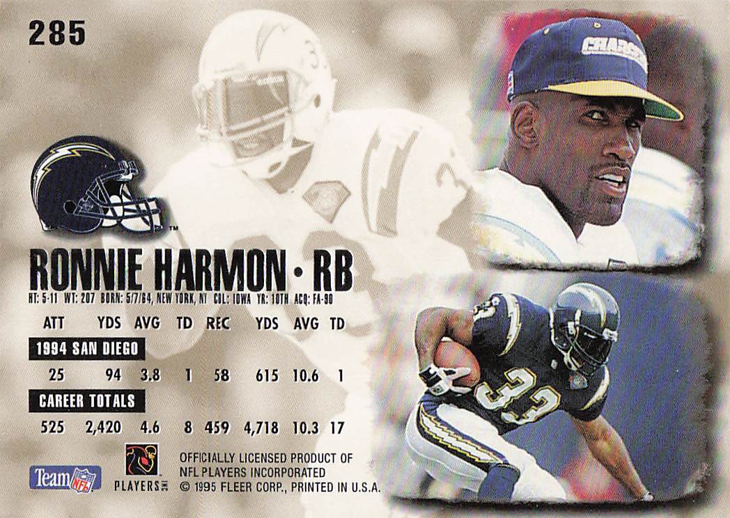 1995 Ultra Football Ronnie Harmon #285