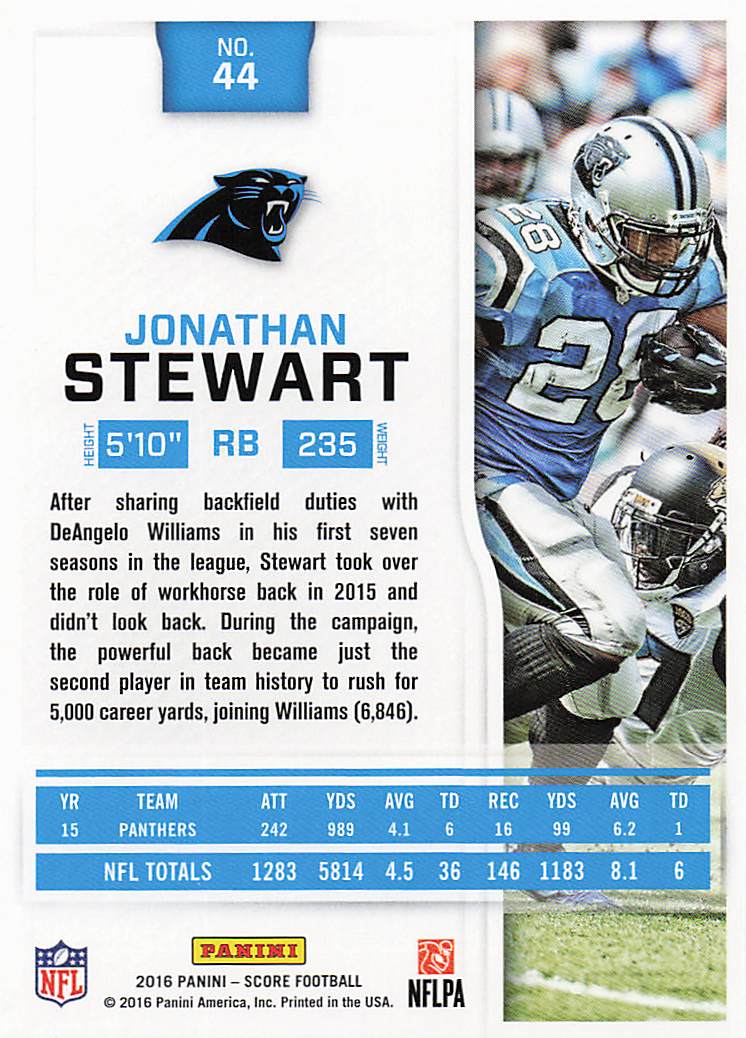 2016 Score Football Jonathan Stewart #44