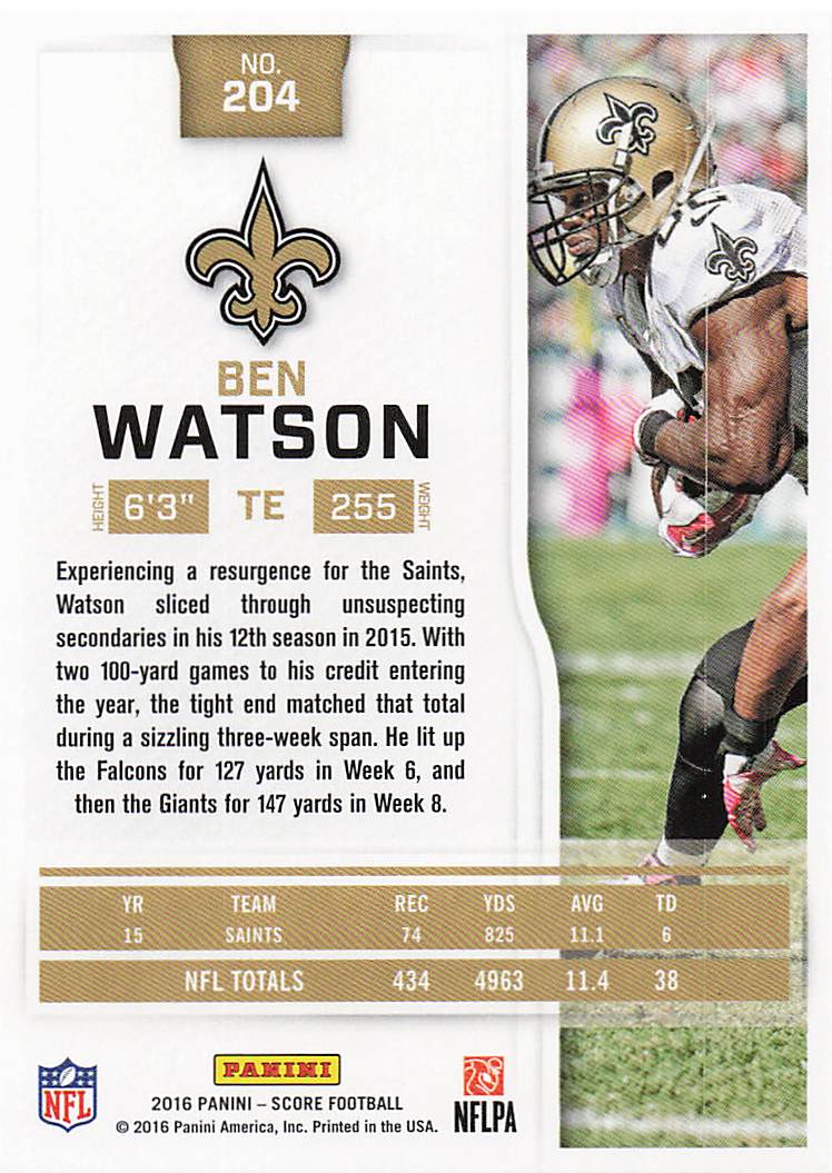 2016 Score Football Ben Watson #204