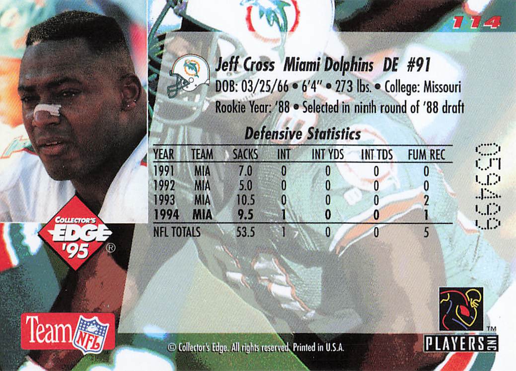1995 Collector's Edge Football Jeff Cross #114