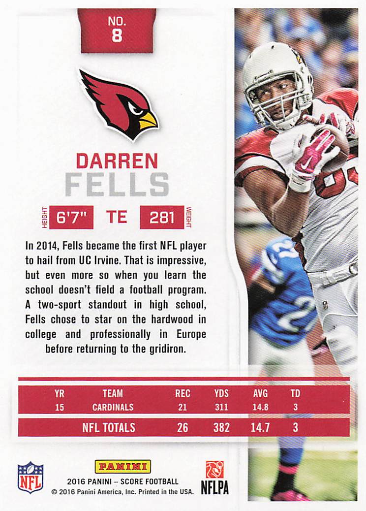 2016 Score Football Darren Fells #8