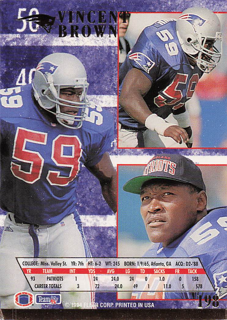 1994 Ultra Football Vincent Brown #198