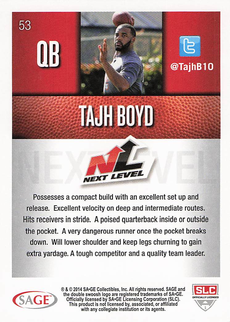 2014 SAGE HIT Football Tajh Boyd #53