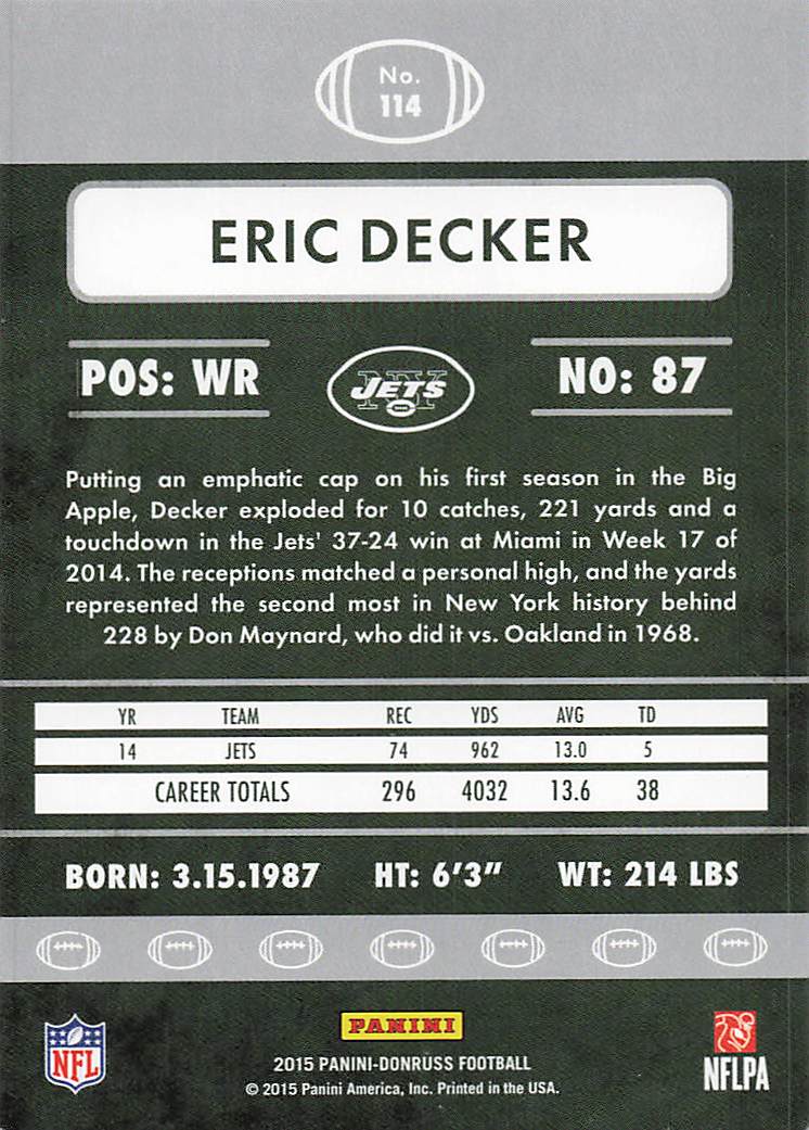 2015 Donruss Football Eric Decker #114