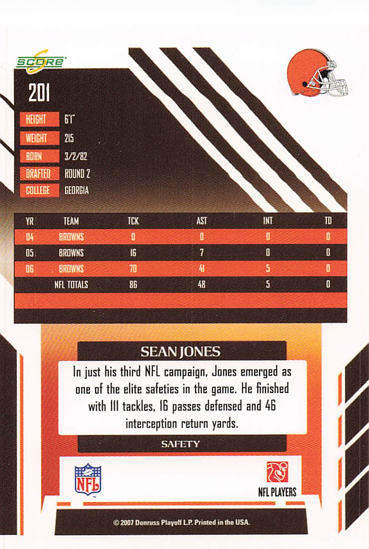 2007 Score Football Sean Jones #201