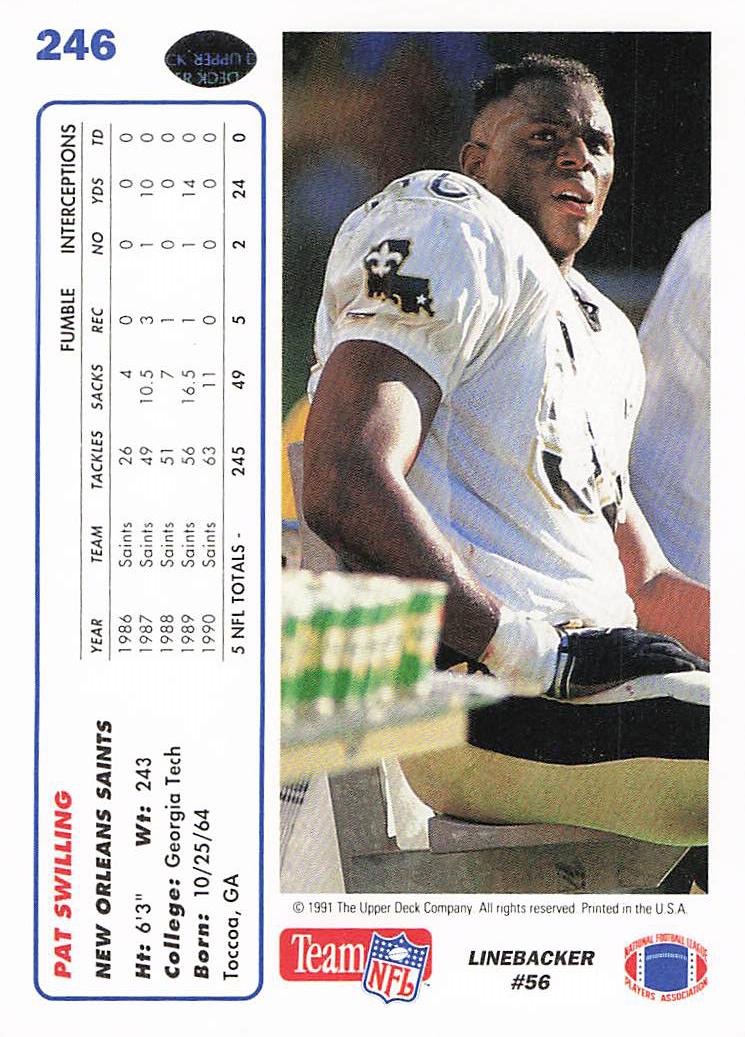 1991 Upper Deck Football Pat Swilling #246c