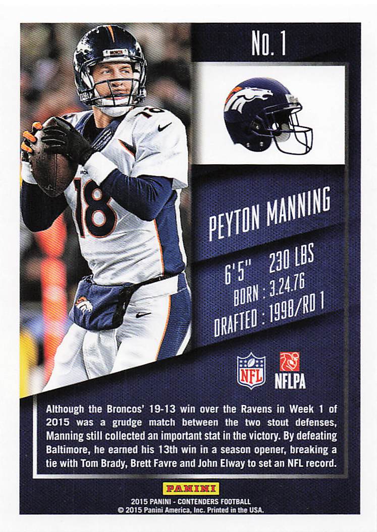 2015 Panini Contenders Football Peyton Manning #1