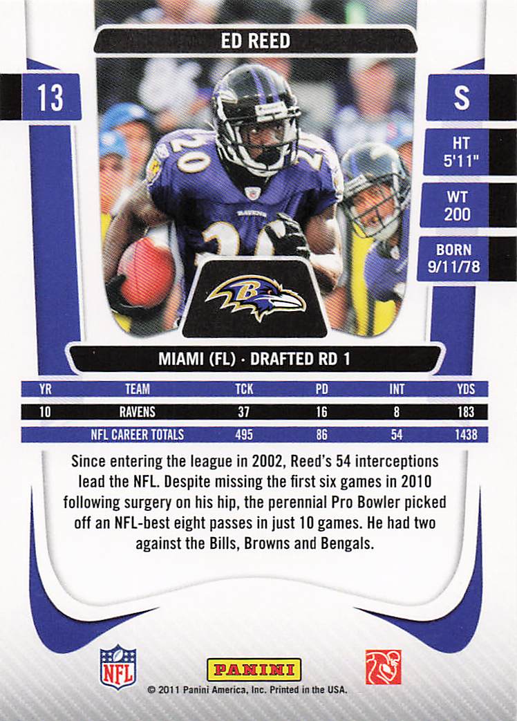 2011 Panini Prestige Football Ed Reed #13