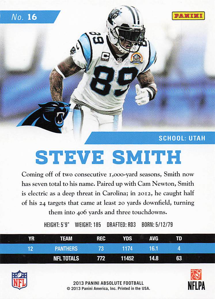 2013 Panini Absolute Football Retail Steve Smith #16