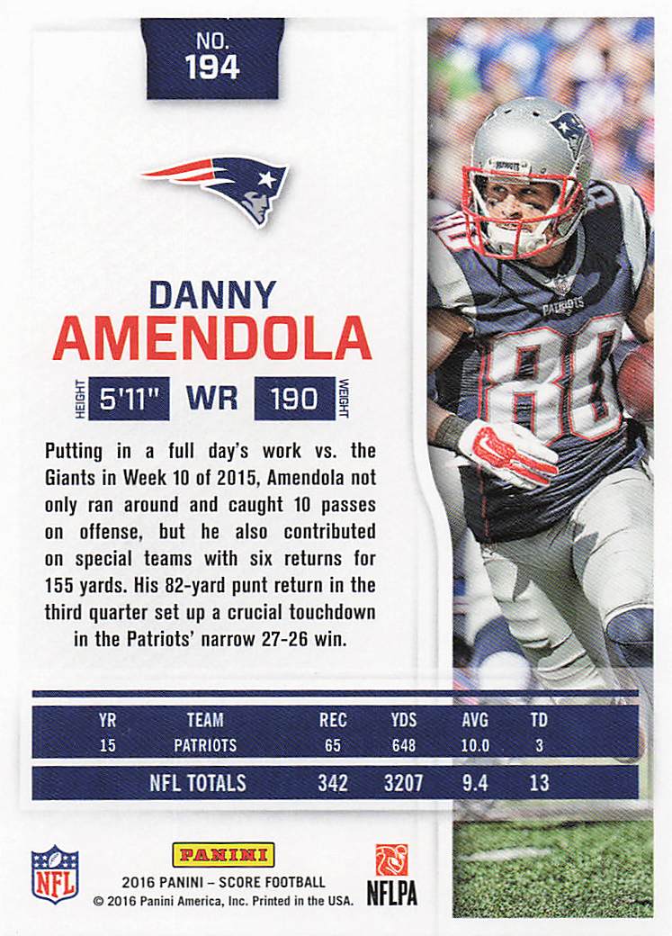 2016 Score Football Danny Amendola #194