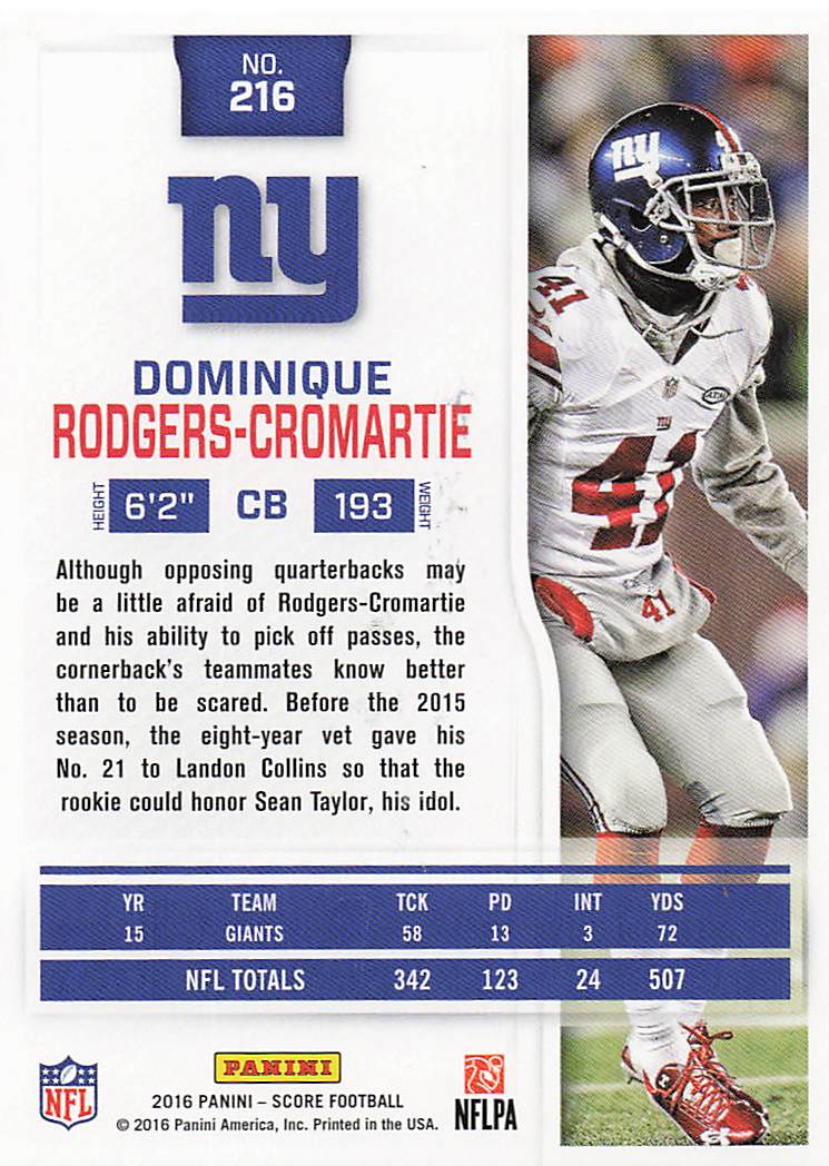 2016 Score Football Dominique Rodgers-Cromartie #216