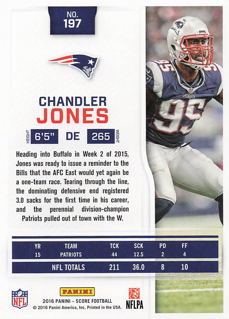 2016 Score Football Scorecard Chandler Jones #197