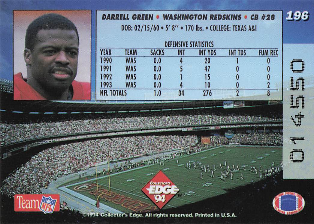 1994 Collector's Edge Football 1st Day Gold Darrell Green #196